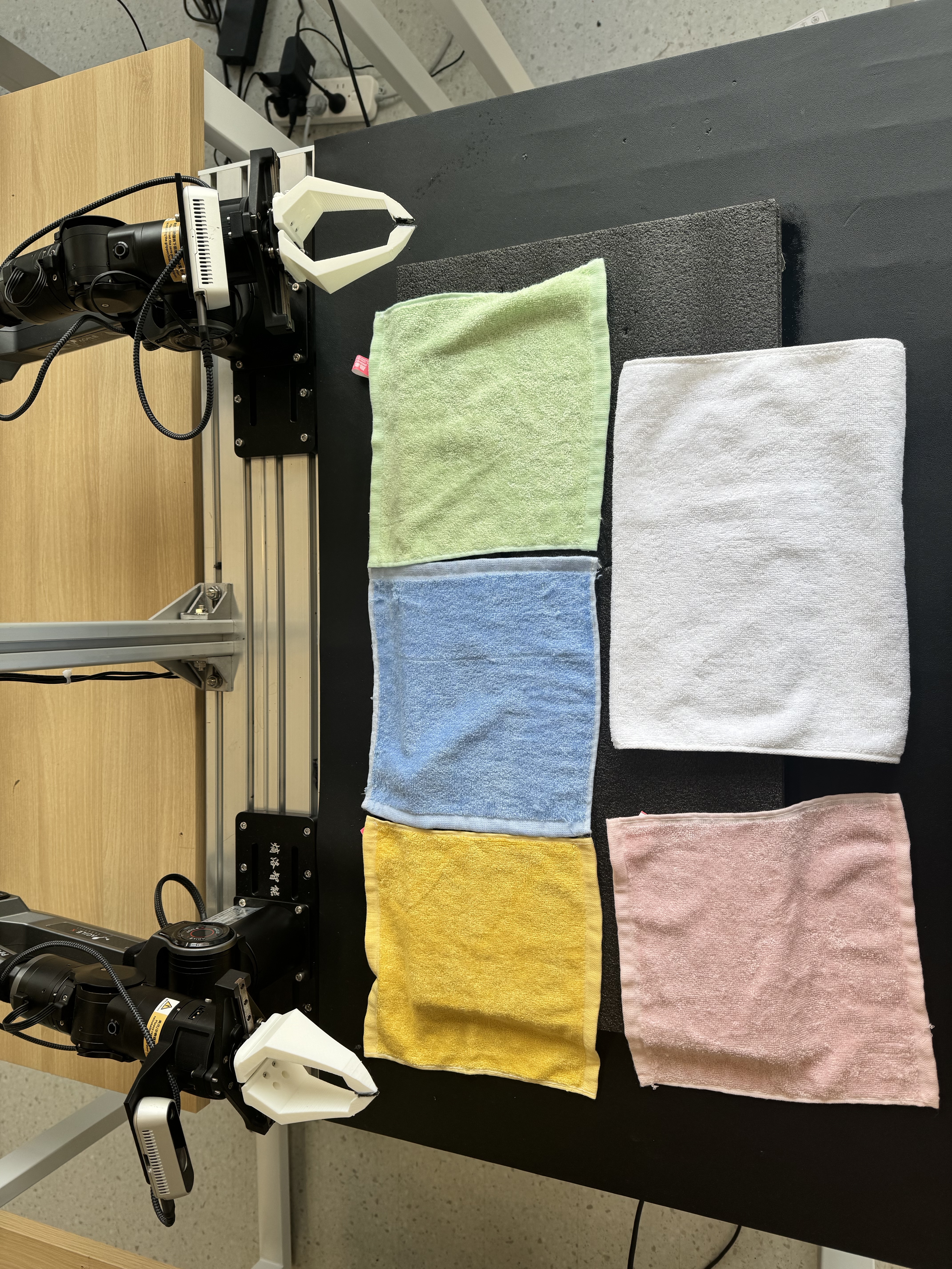 The five towels used for evaluation